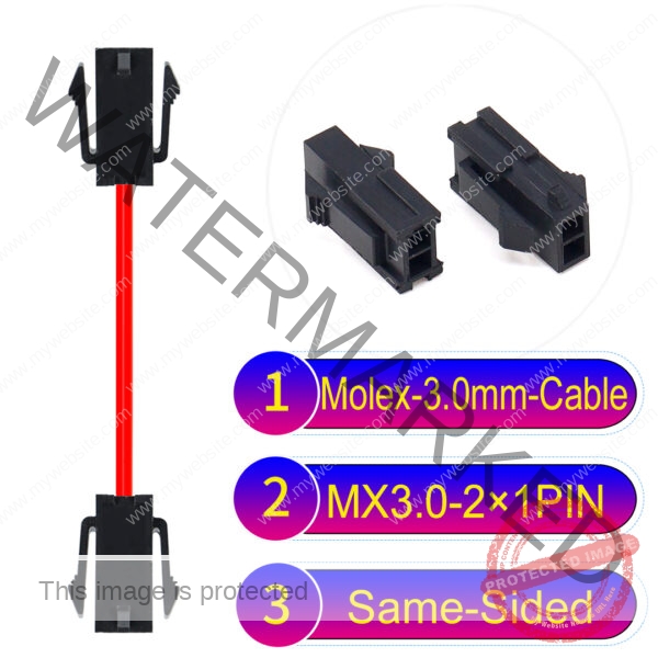 Molex MX3.0mm Dual Row 2×1Pin Female Same-Side-Head Micro-Fit Cable