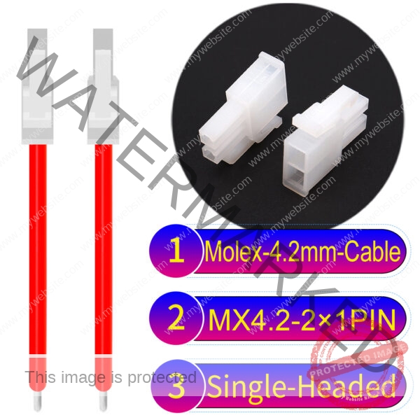 Molex MX4.2mm Dual Row 2×1Pin Mini-Fit Jr Male Single-Headed Cable