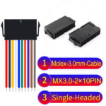 Molex MX3.0mm Dual Row 2×10Pin Female Single-Headed Micro-Fit Cable