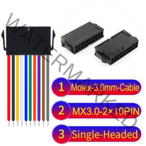 Molex MX3.0mm Dual Row 2×10Pin Female Single-Headed Micro-Fit Cable