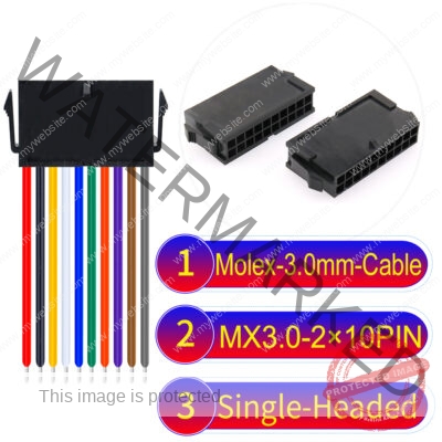 Molex MX3.0mm Dual Row 2×10Pin Female Single-Headed Micro-Fit Cable