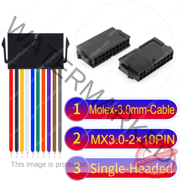 Molex MX3.0mm Dual Row 2×10Pin Female Single-Headed Micro-Fit Cable