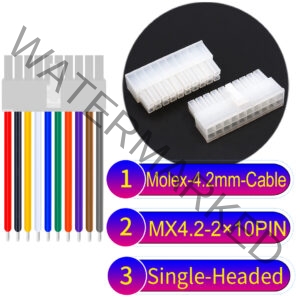 Molex MX4.2mm Dual Row 2×10Pin Mini-Fit Jr Male Single-Headed Cable