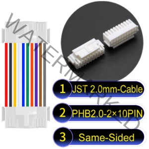 JST PHB2.0 Dual Row with Belt Lock 2×10Pin Same-Side-Head Cable