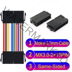 Molex MX3.0mm Dual Row 2×10Pin Female Same-Side-Head Micro-Fit Cable