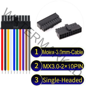 Molex MX3.0mm Dual Row 2×10Pin Male Single-Headed Micro-Fit Cable