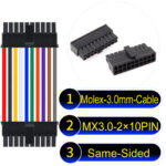 Molex MX3.0mm Dual Row 2×10Pin Male Single-Headed Micro-Fit Cable