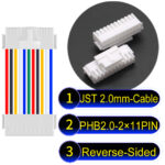 JST PHB2.0 Dual Row with Belt Lock 2×11PinReverse-Side-Headd Cable