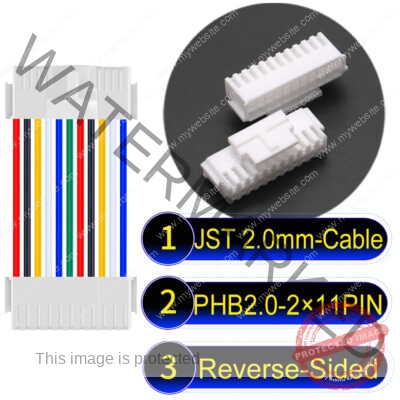 JST PHB2.0 Dual Row with Belt Lock 2×11PinReverse-Side-Headd Cable