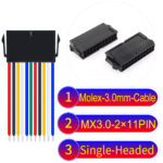 Molex MX3.0mm Dual Row 2×11Pin Female Single-Headed Micro-Fit Cable