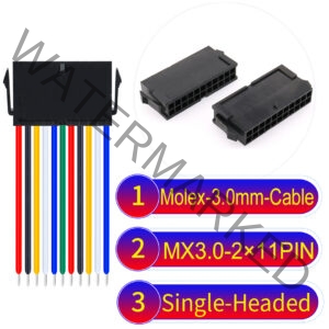 Molex MX3.0mm Dual Row 2×11Pin Female Single-Headed Micro-Fit Cable