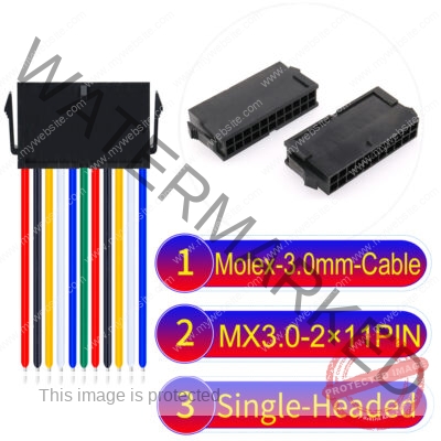 Molex MX3.0mm Dual Row 2×11Pin Female Single-Headed Micro-Fit Cable