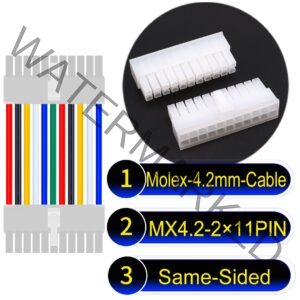 Molex MX4.2mm Dual Row 2×11Pin Mini-Fit Jr Male Same-Side-Head Cable