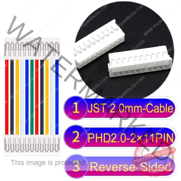 JST PHD2.0 2×11Pin Dual Row Reverse-Side-Head Cable