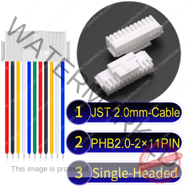 JST PHB2.0 Dual Row with Belt Lock 2×11Pin Single-Headed Cable