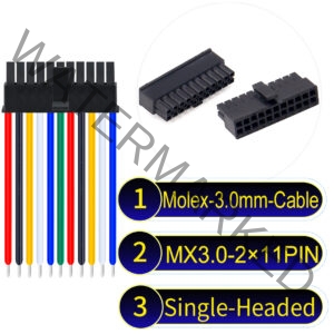 Molex MX3.0mm Dual Row 2×11Pin Male Single-Headed Micro-Fit Cable