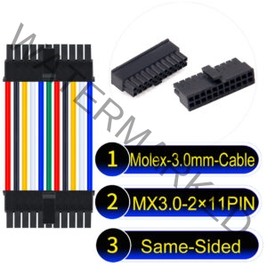 Molex MX3.0mm Dual Row 2×11Pin Male Single-Headed Micro-Fit Cable