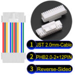 JST PHB2.0 Dual Row with Belt Lock 2×12PinReverse-Side-Headd Cable