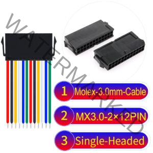 Molex MX3.0mm Dual Row 2×12Pin Female Single-Headed Micro-Fit Cable