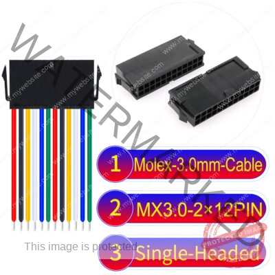 Molex MX3.0mm Dual Row 2×12Pin Female Single-Headed Micro-Fit Cable