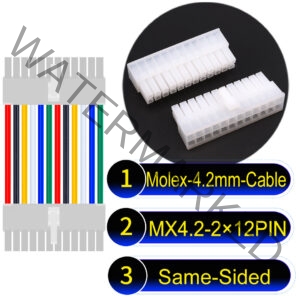 Molex MX4.2mm Dual Row 2×12Pin Mini-Fit Jr Male Same-Side-Head Cable