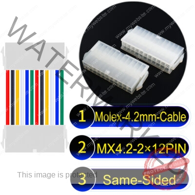 Molex MX4.2mm Dual Row 2×12Pin Mini-Fit Jr Female Same-Side-Head Cable