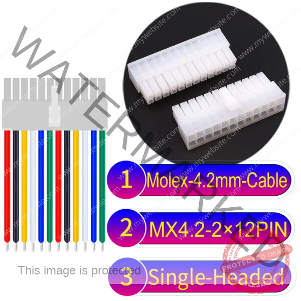 Molex MX4.2mm Dual Row 2×12Pin Mini-Fit Jr Male Single-Headed Cable