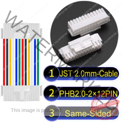 JST PHB2.0 Dual Row with Belt Lock 2×12Pin Same-Side-Head Cable