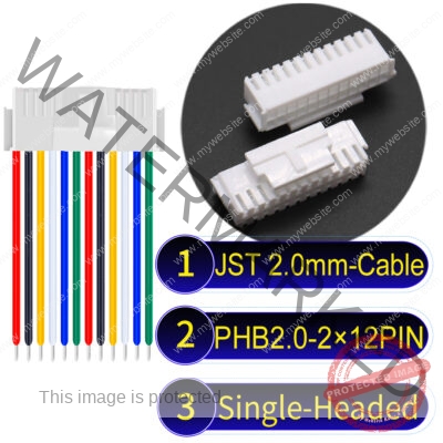 JST PHB2.0 Dual Row with Belt Lock 2×12Pin Single-Headed Cable