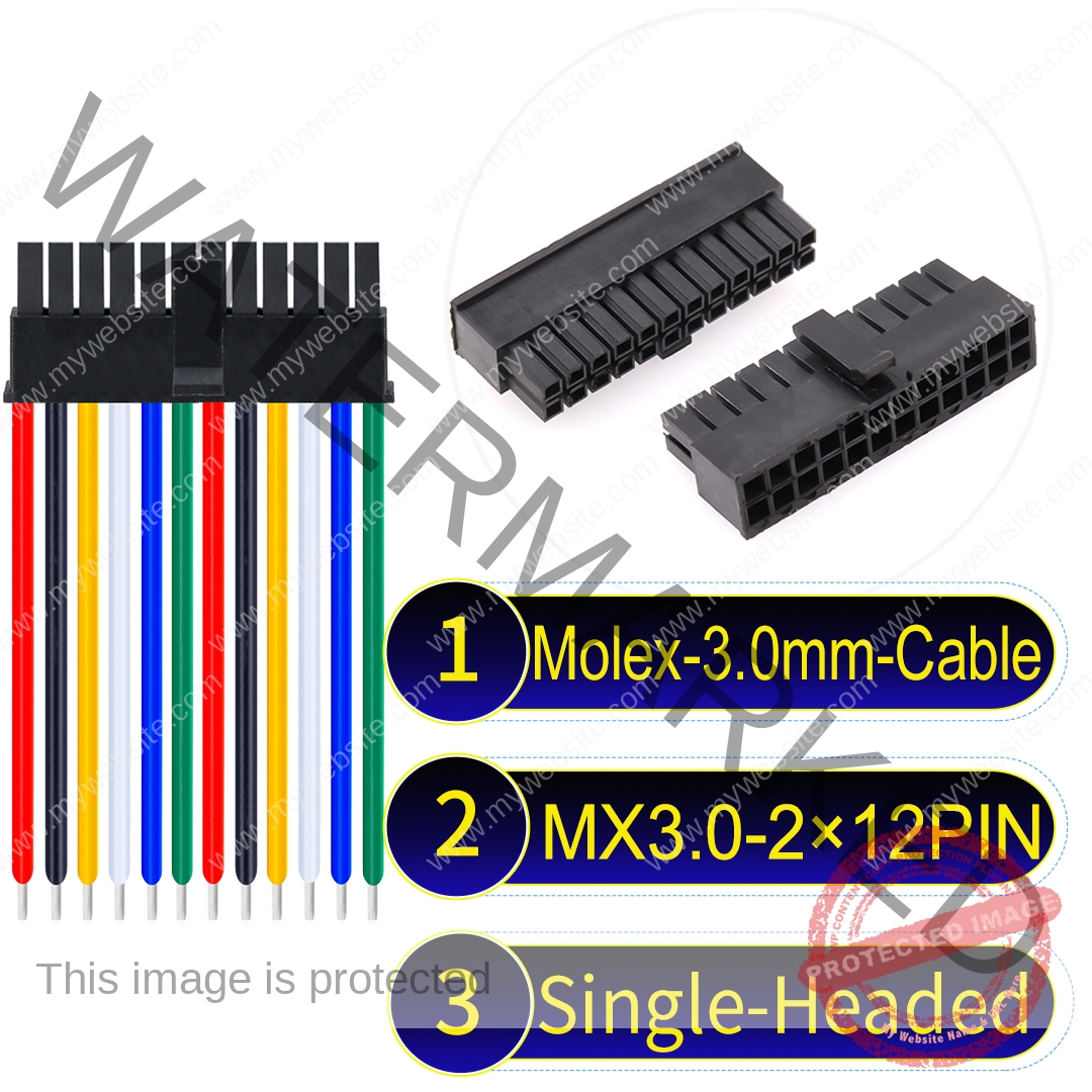 Molex MX3.0mm Dual Row 2×12Pin Male Single-Headed Micro-Fit Cable