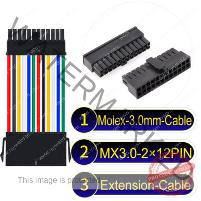 Molex MX3.0mm Dual Row 2×12Pin Male Female Extension Micro-Fit Cable