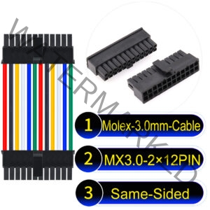 Molex MX3.0mm Dual Row 2×12Pin Male Single-Headed Micro-Fit Cable