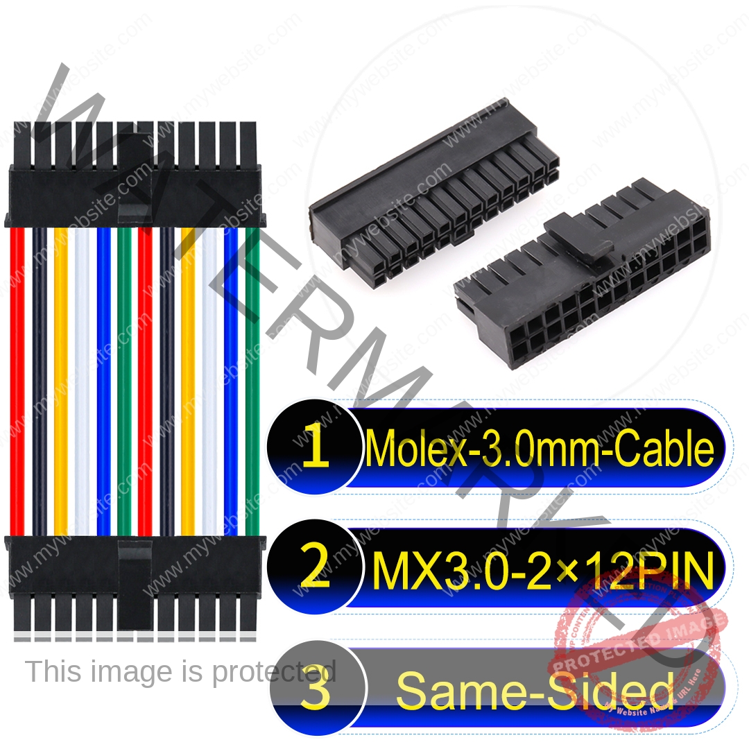 Molex MX3.0mm Dual Row 2×12Pin Male Single-Headed Micro-Fit Cable