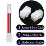 Molex MX4.2mm Dual Row 2×2Pin Mini-Fit Jr Male Female Extension Cable