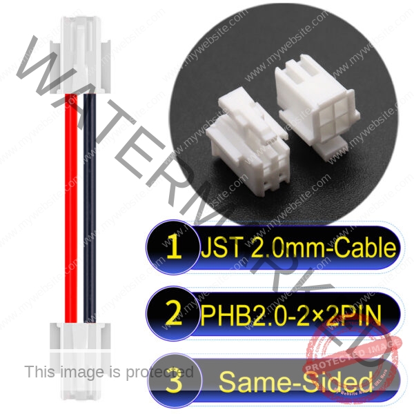 JST PHB2.0 Dual Row with Belt Lock 2×2Pin Same-Side-Head Cable