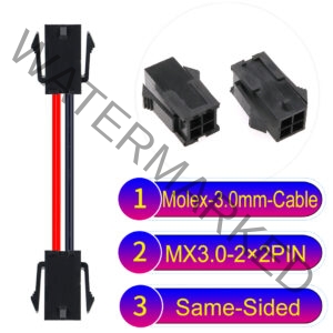 Molex MX3.0mm Dual Row 2×2Pin Female Same-Side-Head Micro-Fit Cable