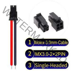 Molex MX3.0mm Dual Row 2×2Pin Male Single-Headed Micro-Fit Cable