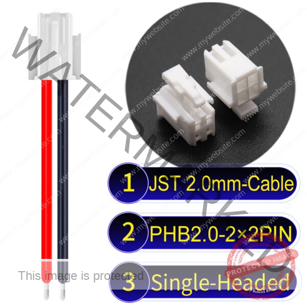 JST PHB2.0 Dual Row with Belt Lock 2×2Pin Single-Headed Cable