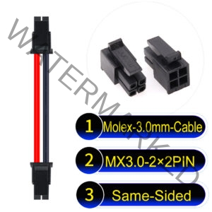 Molex MX3.0mm Dual Row 2×2Pin Male Single-Headed Micro-Fit Cable