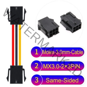 Molex MX3.0mm Dual Row 2×3Pin Female Same-Side-Head Micro-Fit Cable