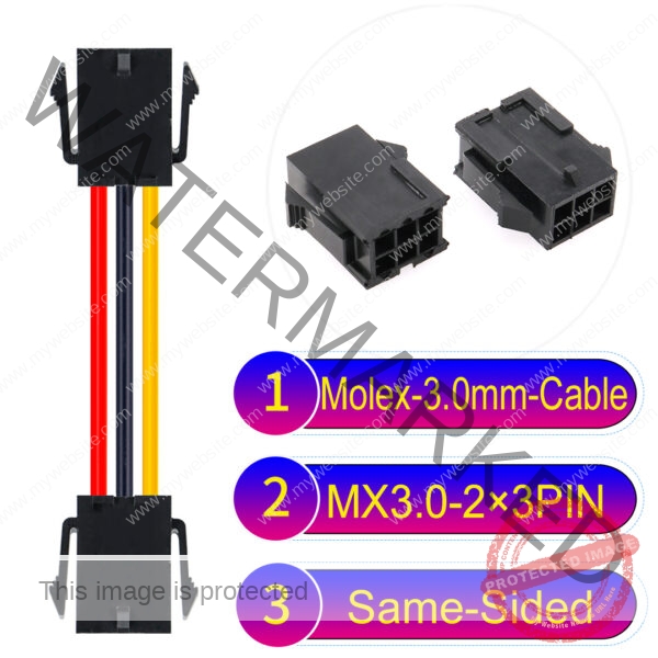 Molex MX3.0mm Dual Row 2×3Pin Female Same-Side-Head Micro-Fit Cable