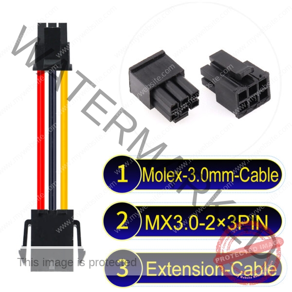 Molex MX3.0mm Dual Row 2×3Pin Male Female Extension Micro-Fit Cable