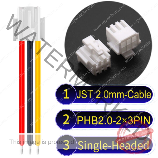 JST PHB2.0 Dual Row with Belt Lock 2×3Pin Single-Headed Cable