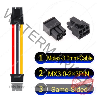 Molex MX3.0mm Dual Row 2×3Pin Male Single-Headed Micro-Fit Cable