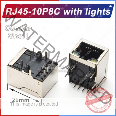 RJ45-10P8C Ethernet Connector with Lights for Fast Networking