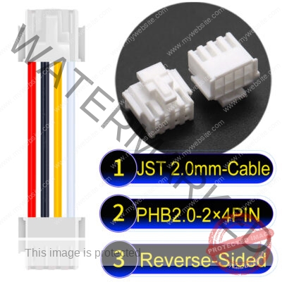 JST PHB2.0 Dual Row with Belt Lock 2×4PinReverse-Side-Headd Cable