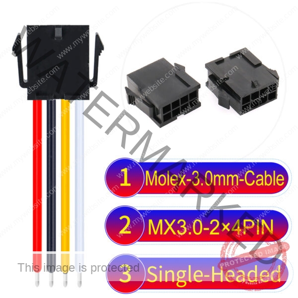 Molex MX3.0mm Dual Row 2×4Pin Female Single-Headed Micro-Fit Cable