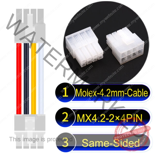 Molex MX4.2mm Dual Row 2×4Pin Mini-Fit Jr Male Same-Side-Head Cable