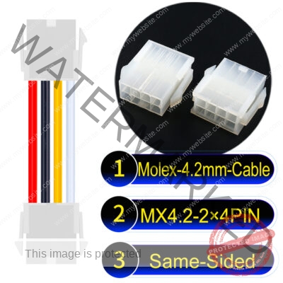 Molex MX4.2mm Dual Row 2×4Pin Mini-Fit Jr Female Same-Side-Head Cable