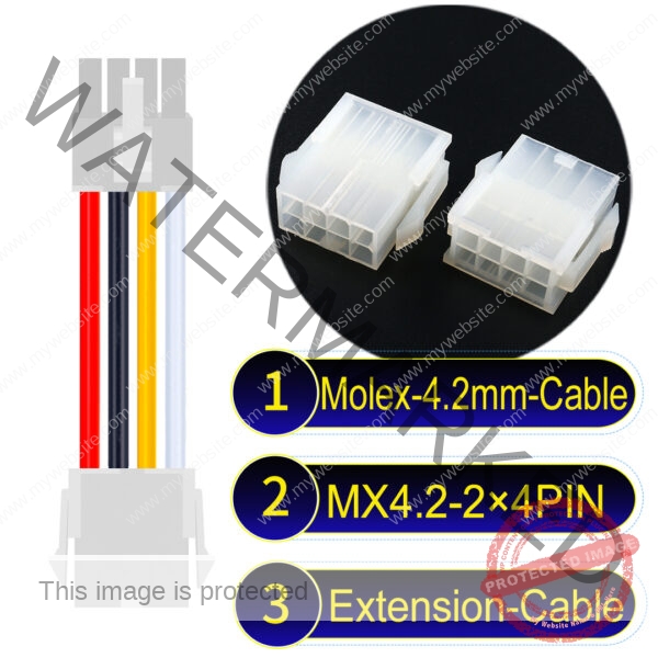 Molex MX4.2mm Dual Row 2×4Pin Mini-Fit Jr Male Female Extension Cable